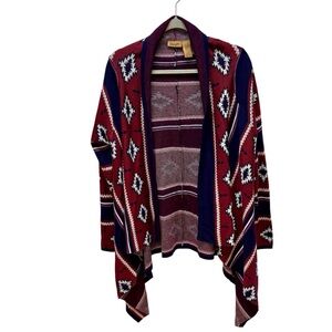 Wrangler Women’s Blue/Red Aztec Western Long Sleeve Cardigan Size Large